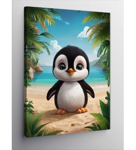 Kanvas Tablo Afacan penguen kumsalda