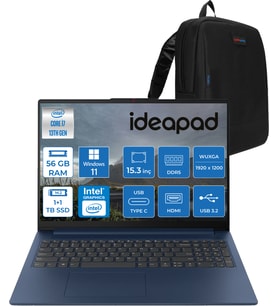 Lenovo Ideapad Slim 3 15IRH10 Intel Core I7 13620H 56GB 1tb SSD + 1tb SSD Windows 11 Home 15.3" Wuxga (1920X1200) IPS 300NITS Taşınabilir Bilgisayar 83K10060TRH16 + Zetta Çanta