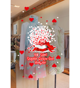 Hediye Kutusu 14 Şubat Sevgililer Gününe Özel Hediyeler Cam Vitrin Oda Sticker 70cm