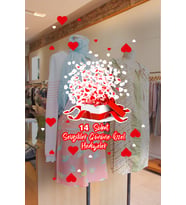Hediye Kutusu 14 Şubat Sevgililer Gününe Özel Hediyeler Cam Vitrin Oda Sticker 70cm