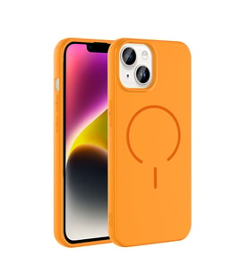 Apple iPhone 13 Uyumlu Kılıf M-safe Şarj Özellikli Zore Meta Kapak (Turuncu)