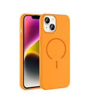 Apple iPhone 13 Uyumlu Kılıf M-safe Şarj Özellikli Zore Meta Kapak (Turuncu)