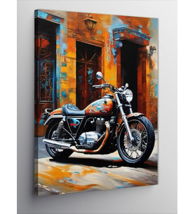 Kanvas Tablo Retro Motosiklet