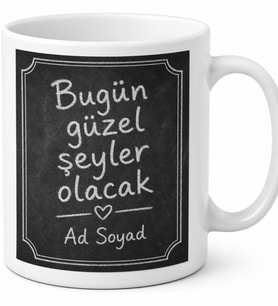 Kara Tahta Yüzeyli Tebeşirle Yazılabilen Not Kupası Hediye Bardak