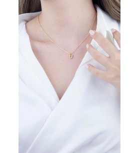 U Harfli Gold Zincir Kolye