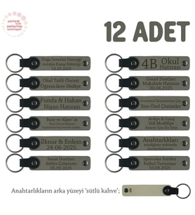 Kül Gri & Sütlü Kahve, Lise Sınıflarına Anlamlı Bir Mezuniyet Hatırası 12'li Set, Anı Anahtarlığı