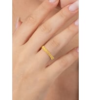 925 ayar gümüş yüzük altın yaldızlı birleşik yıldız silsilesi ayarlamalı yüzük SGTL13123GOLD (Altın Rengi)