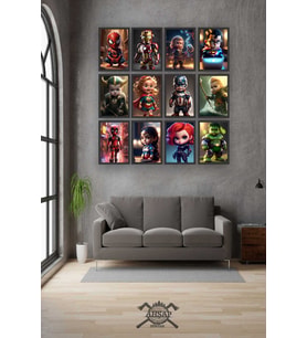 12 parça marvel Çocuk Karakter Çerçeve Görünümlü Mdf tablo Duvar Süsü Hediyelik Eşya