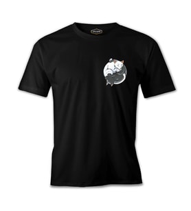 Hayvan - Yin Yang Kediler Logo Siyah Erkek Tshirt