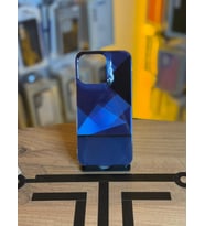 iPhone 15 Pro Max Uyumlu Kristal Görünümlü Geometrik Desenli Parlak Kılıf (Mavi)