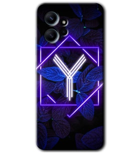Redmi Note 12 4G Kılıf HD Desen Baskılı Kılıf - Dark Neon Yaprak Y Harfi