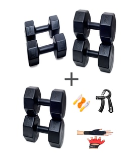 PS SPOR 3 ÇİFT DAMBIL SET 5 KG + 8 KG + 10 KG + ELDİVEN AYARLANABİLİR SAYAÇLI YAY VE ATLAMA İPİ