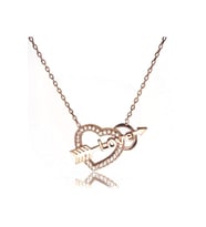 Gümüş Kolye - Kalpli Oklu Love Gümüş Kolye Rose Model