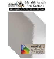 Metalik Aynalı Fon Kartonu 10 lu A4 20X30 cm 1 Paket Okul Sınıf Dekoratif Pırıltılı Folyo Kağıt Dekoratif Anasınıfı Kreş (Gri)