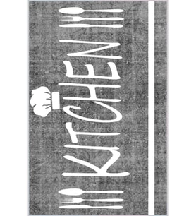 Eliana Home Baskılı, Yıkanabilir Kaymaz Taban Mutfak Halısı LNA2029-SD305 100x150 cm (Gri)