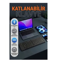 Katlanabilir Bluetooth Klavye – 3 Cihaz Destekli Kablosuz Taşınabilir