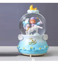 Unicorn Kar Küresi Büyük Boy Tam Otomatik Işıklı Müzikli Püskürtmeli (Mavi)