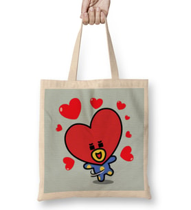 Bt21 V Taetae Taehyung Bez Çanta Uzun Saplı