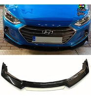 Hyundai Elantra Beyaz Renkli Şeritli Dilli Ön Lip 4 Prç Parlak Siyah ABS 2016 - 2019