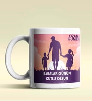 Kişiye Özel Babalar Günün Kutlu Olsun 2 Tasarımlı Beyaz Kupa