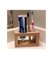 Ahşap Diş Fırçalık & Macunluk Organizer Banyo Rafı Doğal Ağaç Ahşap