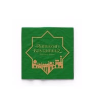 Yaldızlı Peçete Yeşil Ramazan Bayram Gold 16'lı