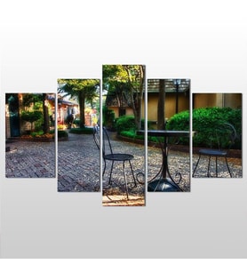 Sokaktaki Masa  Kanvas Tablo 225x130cm (Karışık)