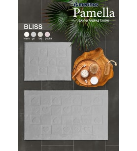 Merinos Pamella 2 Li Banyo Paspas Takımı Bliss Gri
