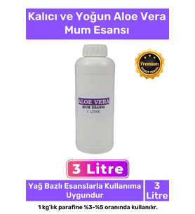 Özel Üretim Kalıcı Yoğun Kaliteli Yağ Bazlı Tüm Ürünlerle Kullanıma Uygun Aloe Vera Mum Esansı 3 LT