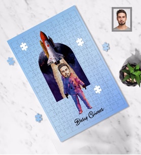 Kişiye Özel Uzay Karikatürlü A4 99 Parça Puzzle Bay-2