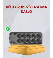 10 Prizli Uzatma Kablosu Termal Koruma Usb Hızlı 2500W