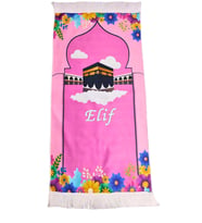Pembe Kabe Desenli Kız Çocuk Isimli Seccade , Namazlık - 40x95 Cm (Mavi)