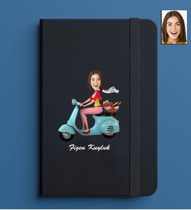 Kişiye Özel Kadın Model 13x21 Siyah Defter-52