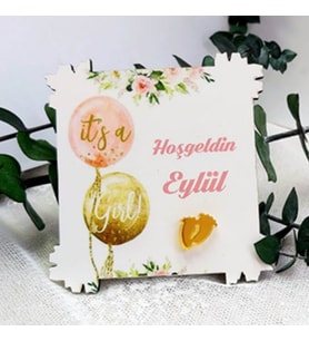 25 Adet İt is a Girl Çerçeve Ahşap Magnet Yenidoğan Hediyelik-