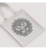 Ham Bez Çanta Fil Desenli Mandala Çiçekli Unisex Omuz Çantası Hediyelik Boyanabilir Kanvas Çanta