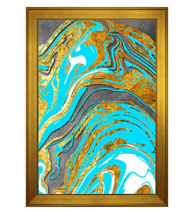 Soyut Şekiller Motifli Kanvas Tablo 80 x 110 cm Gold Çerçeve