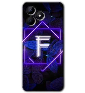 Realme C53 Kılıf HD Desen Baskılı Kılıf - Dark Neon Yaprak F Harfi