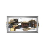 Soyut Şekiller Motifli Kanvas Tablo 80 x 110 cm Silver Çerçeve