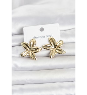 316L Çelik Gold Renk Lotus Çiçeği Model Kadın Küpe 5886 - 1OL6788-4633