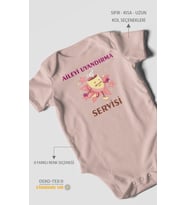 Aileyi Uyandırma Servisi Baskılı Bebek Zıbını – Çıtçıtlı Body  %100 Pamuk Kısa Kol (Pastel Pembe)