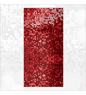 Işıltılı Pul Payetli Arka Fon Paneli, 90cm x 180cm - Kırmızı (STD)