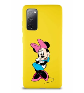 Samsung Galaxy S20 FE Soft Premier Kapak Minnie Mouse-D Tasarımlı Silikon Kılıf - Sarı (Şeffaf)