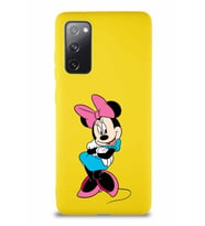 Samsung Galaxy S20 FE Soft Premier Kapak Minnie Mouse-D Tasarımlı Silikon Kılıf - Sarı (Şeffaf)