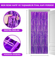 Mor Ekstra Metalize Saçaklı Arka Fon Perde