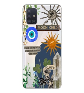 Samsung Galaxy A51 Uyumlu Moon Child Desenli Şeffaf Telefon Kılıfı