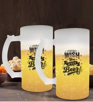 BK Gift Wish You Were Beer Tasarımlı 2’li Buzlu Cam Bira Bardağı 50cl-1 (Beyaz)