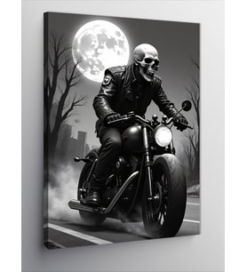 Kanvas Tablo Ay Işığında Motosikletçi