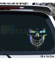 Kuru Kafa Motosiklet Araba Hologram Oto Sticker Etiket Yapıştırma Renkli Çıkartma 18 x 16 Cm