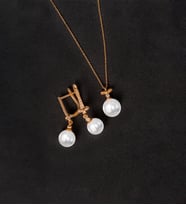 925 Ayar Gümüş Fiyonk Küre İnci Set (Rose)