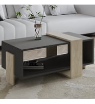 Meleni Orta Sehpa – 90 cm Modern Tasarım – Raflı (Antrasit)